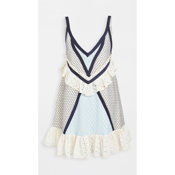 NWT Eckhaus Latta Dolly in Ecru Navy Lace A-line Mini Tank Dress 2 $625 - Picture 8 of 9